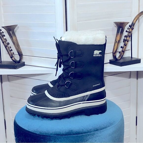 Sorel Caribou Waterproof Snow Boots Black Stone Size 7.5 - Picture 7 of 10